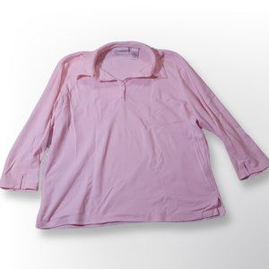 DRAPER'S & DAMONS Cotton 3/4 Sleeve Button Top XL